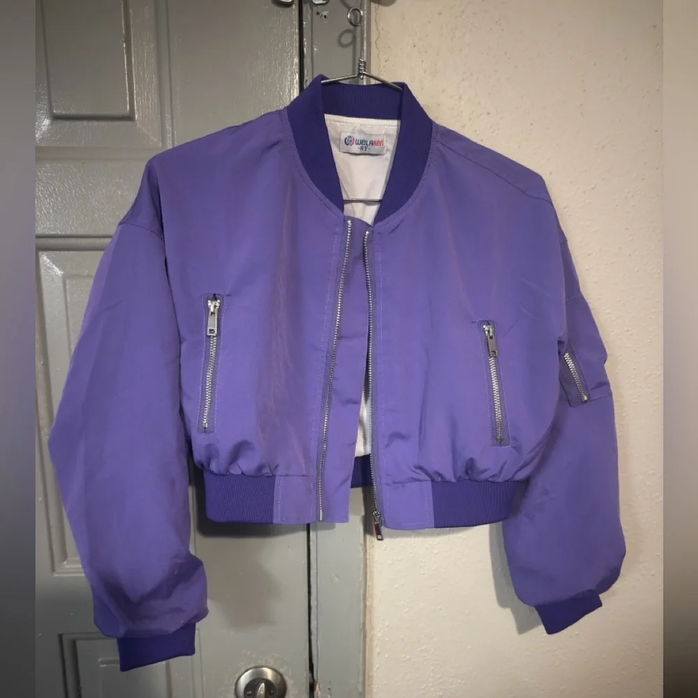 Cropped Purple Bomber Jacket for Kids - Unknown Brand